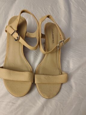 CLASSIFIED Tan Canvas Ankle Strap Sandals